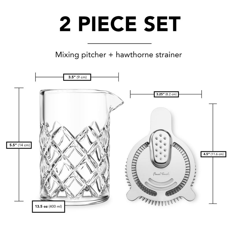 Final Touch Yarai Mixing Pitcher with Hawthorne Strainer - Elevate Your Cocktail Experience with Classic Elegance and Precision Pouring | Durable Glass Construction for Perfect Mixes (GMP110) - Image 4